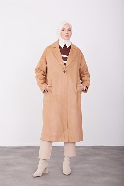 Armine Tek Düğmeli Kaban 23k7202 Camel