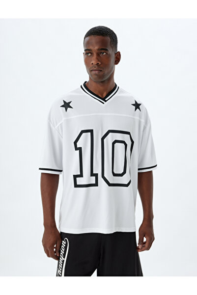 Koton Αθλητικό μπλουζάκι με κοντό μανίκι με λαιμόκοψη σε σχήμα V