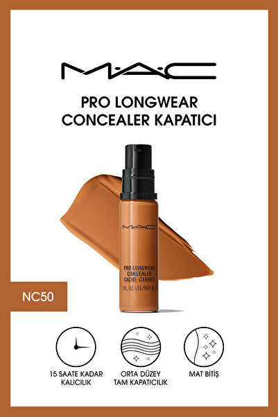 M.A.C 15 Saate Kadar Kalıcı Orta Kapatıcılıkta Göz Altı Kapatıcısı - Pro Longwear Concealer Nc50 - 9ml