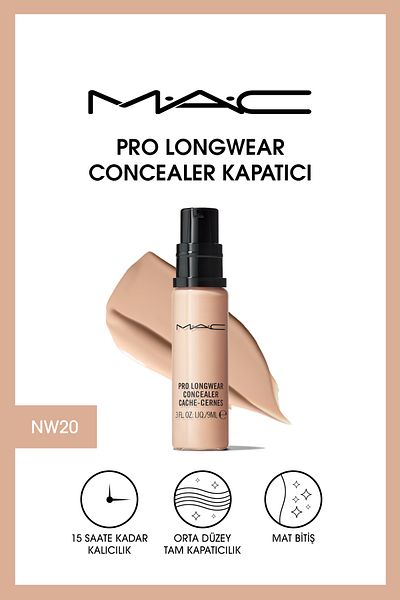 M.A.C خافي عيوب تحت العين يدوم حتى 15 ساعة - خافي عيوب البشرة Pro Longwear Nw20 - 9ml