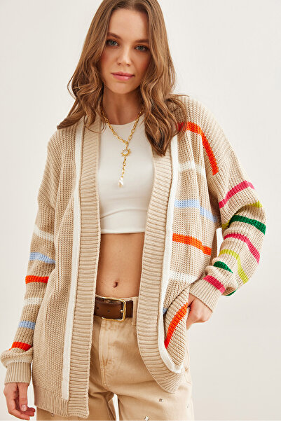 Olalook سترة نسائية موسمية مخططة بألوان حجرية HRK- 19000323