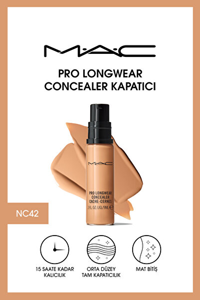 M.A.C 15 Saate Kadar Kalıcı Orta Kapatıcılıkta Göz Altı Kapatıcısı - Pro Longwear Concealer Nc42 - 9ml