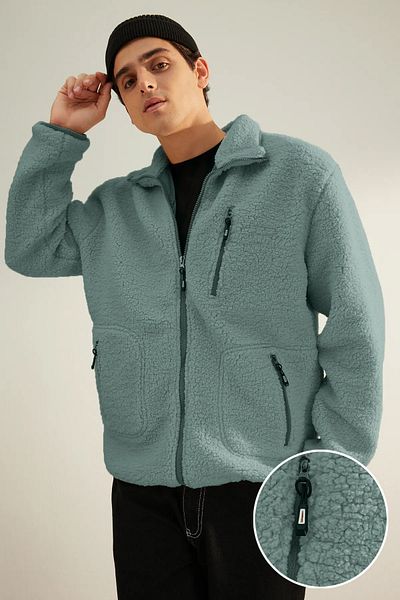 Trendyol Collection Limitovaná edice – mátová barva Welsoft PlySh Coat TMNAW24MO00032