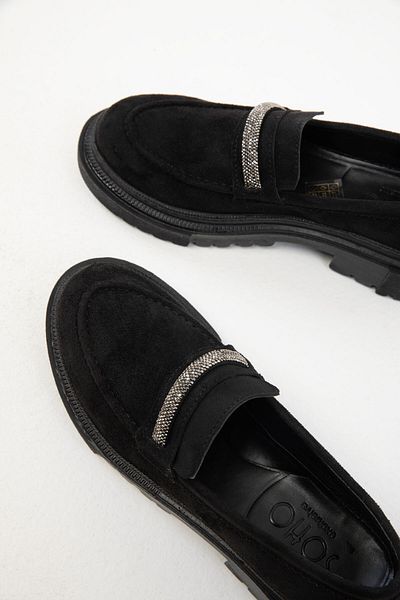 SOHO BLACK SUEDE-PLATINUM Γυναικεία Loafer Παπούτσια 17481