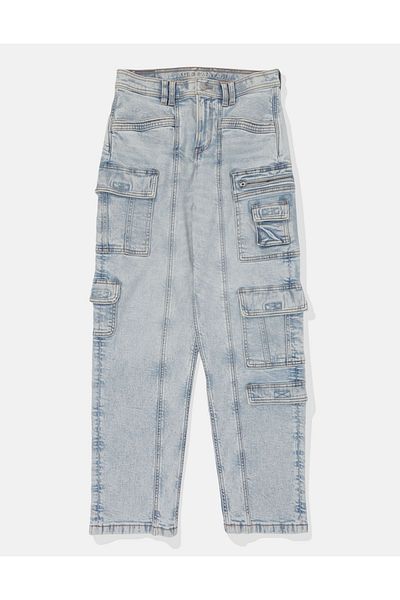 AMERICAN EAGLE Ae Stretch - Super High Waist Baggy Straight Cargo Jeans