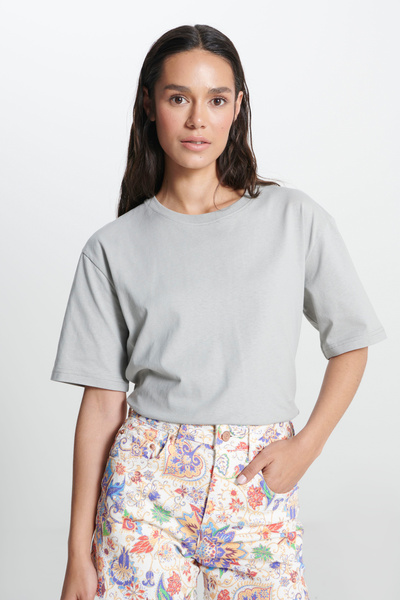 WRANGLER Gray Crew Neck Women's T-Shirt - W 241608035