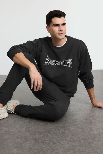 Trendyol Collection Anthracite Color Oversize Σετ αθλητικές φόρμες - Tmnaw25em00009