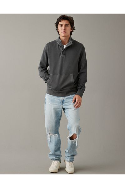 AMERICAN EAGLE Ae Quarter-Snap Mockneck Sweatshirt