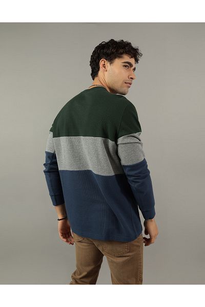 AMERICAN EAGLE Ae Long-Sleeve Colorblock Thermal T-Shirt
