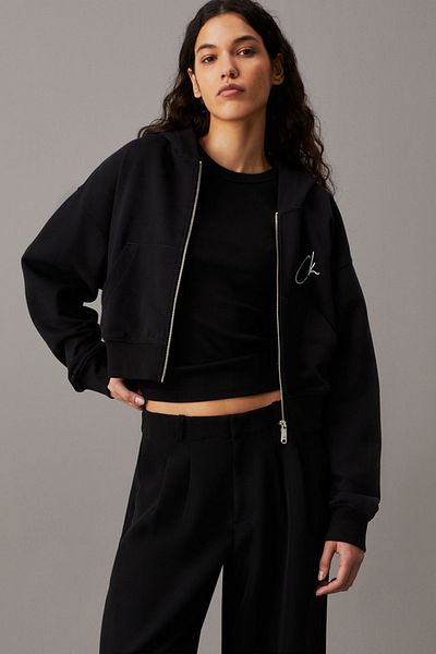 Calvin Klein VYŠÍVANÉ MODRO CK NA ZIP