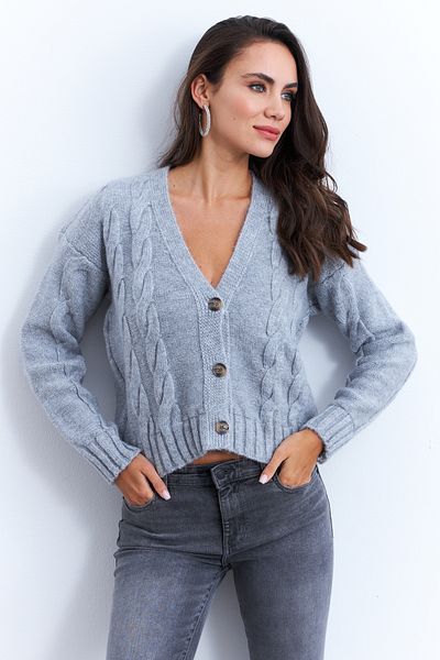 Cool & Sexy Gray Hair Braided Women's Cardigan - Yv295
