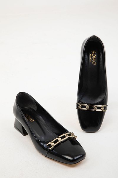 SOHO Patent Leather Black Women's Classic Heeled Shoes - 19996