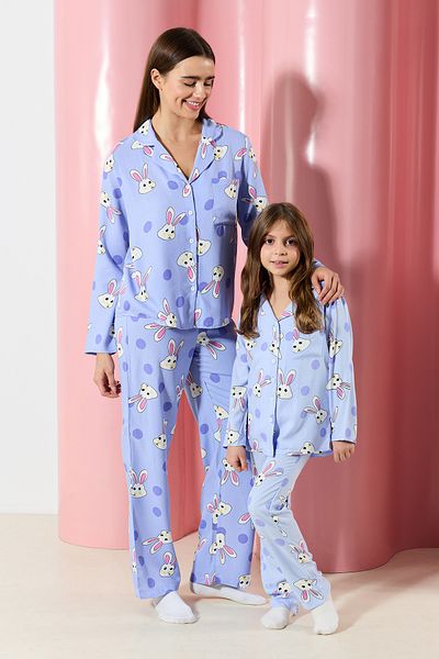 TRENDYOLKIDS Lilac Girl Mini Me Matka-Dcéra Pletená pyžamová súprava TKDAW25PT00011