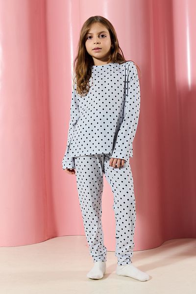 TRENDYOLKIDS Graues gepunktetes Unisex-Pyjama-Set - Strickset Tkdaw25au00095