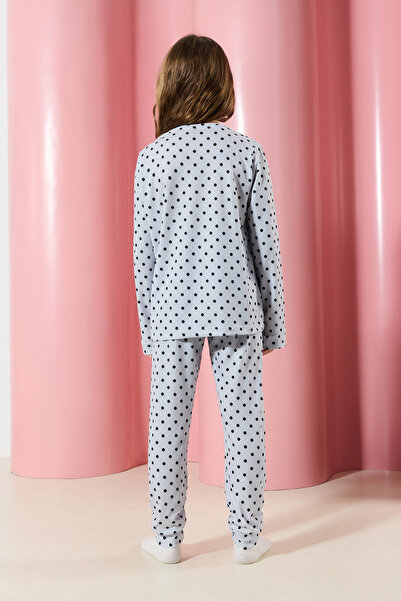 TRENDYOLKIDS Unisex sada šedého puntíkového pyžama - Pletená sada Tkdaw25au00095