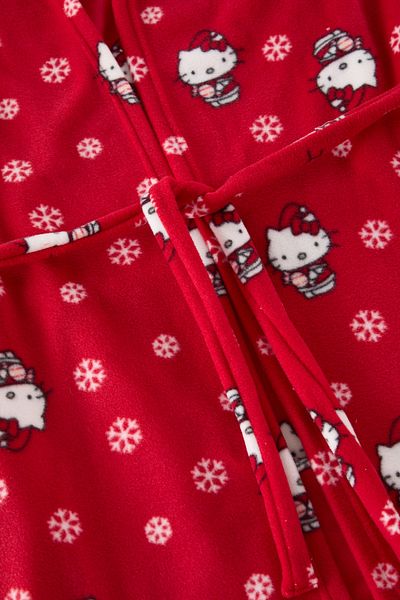 Trendyol Curve Von Hello Kitty lizenzierter roter Fleece-Strick-Morgenmantel – mit Kapuze TBBAW25SB00005
