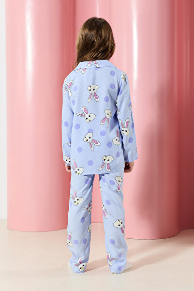 TRENDYOLKIDS Lilac Girl Child Králičí vzor Mini Me Mother Girl Pyžamo Set Spodní Top Suit TKDAW25PT00011