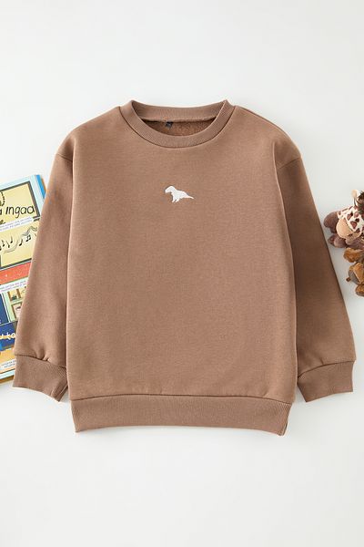 TRENDYOLKIDS Унисекс кафяв плетен мини суичър - Tkdaw25Sw00069