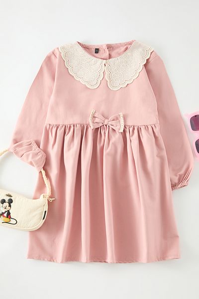 TRENDYOLKIDS Sušené růžové Midi tkané šaty Tkdaw25El00029