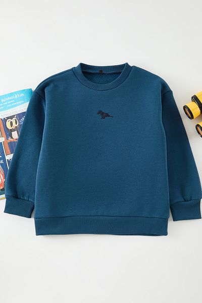 TRENDYOLKIDS Hanorac mini Me tricotat cu imprimeu unisex Indigo TKDAW25SW00069