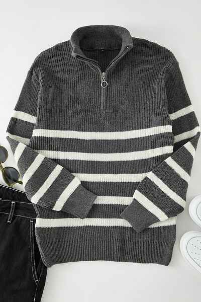 Edit by Trendyol Anthracite Slim Fit Knitwear Sweater - Tmnaw25Kz00063