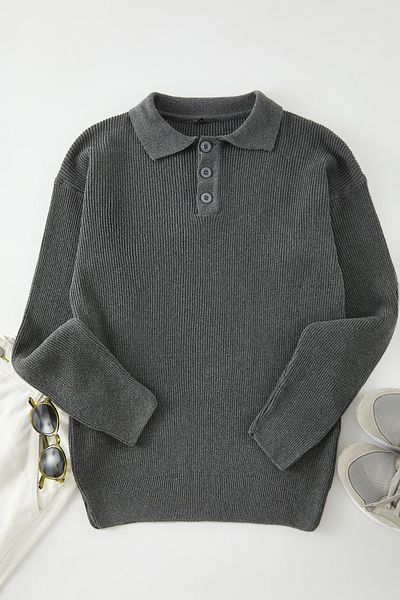 Edit by Trendyol Anthracite Slim Fit Knitwear Sweater - Tedaw25Kz00056