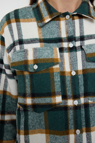 Trendyol Collection Sötétzöld kockás széles szabású ing - TWOAW22GO0549