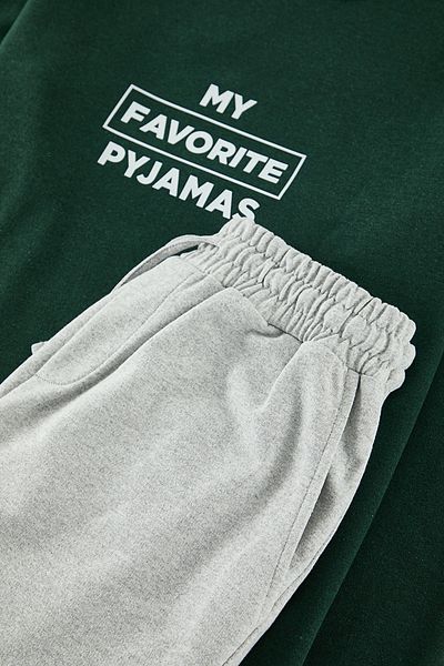 Trendyol Collection Πράσινη κανονική εφαρμογή εμπριμέ πλεκτή πιτζάμες TMNAW22PT0759