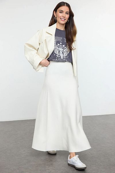Trendyol Collection Premium Stone Colored Yarn Skirt - Twoaw25Et00005