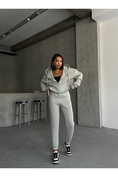 İLKCET MODA Dámská tepláková souprava oversize s kapucí