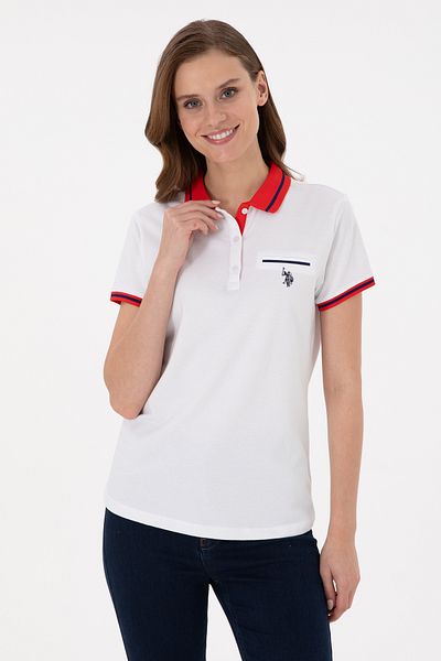 U.S. Polo Assn. Γυναικείο λευκό μπλουζάκι πόλο με λαιμόκοψη 50285842 -vr013
