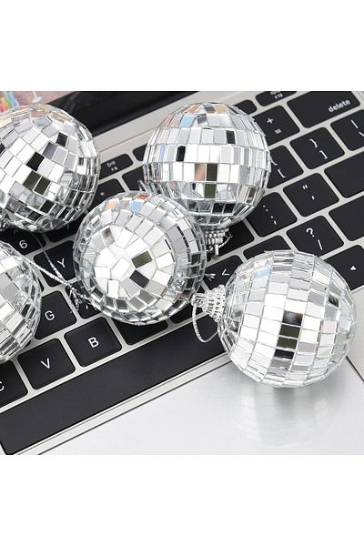 kidspartim Σετ 5 εκ. Ασημένιο Σετ Μπάλας Ντίσκο με Καθρέφτη