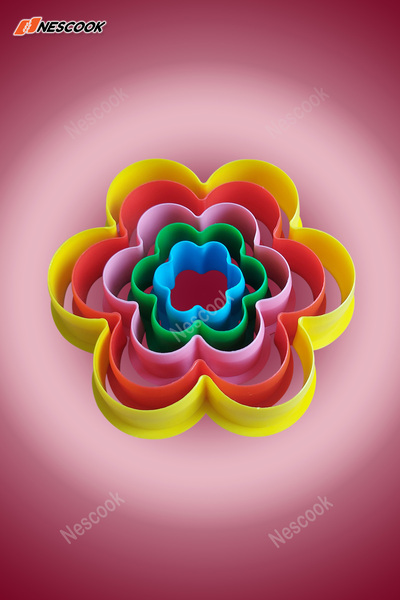 nescook قالب كوكيز على شكل زهرة مكون من 5 قطع / قالب لب السكر / قطاعة المشكل