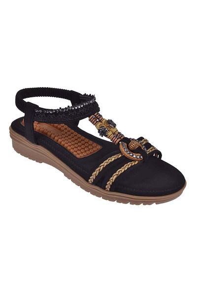 Guja Sandale de damă Comfort cu detalii în piatră Gj-24y120-4 Negru