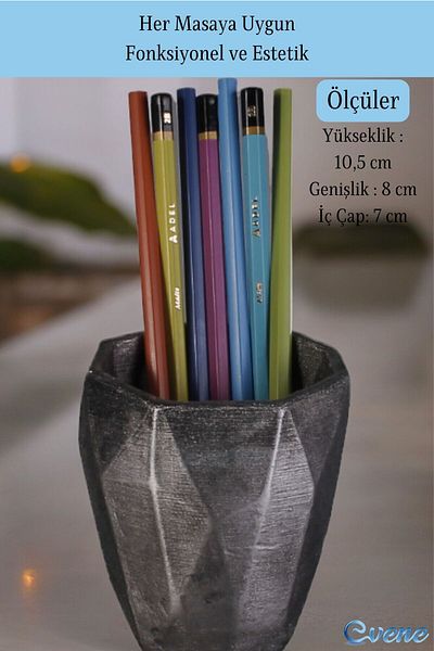 Evene Color Model 2 - Silver Antique Pen Holder Desk Organizer