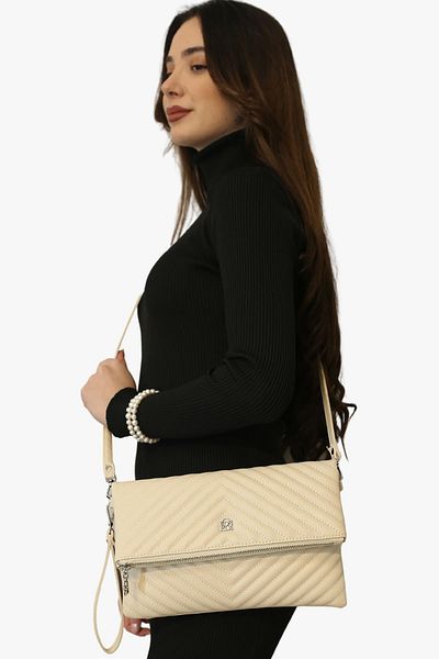 SOSELA 67-6010 Women's Linen Beige Portfolio Bag