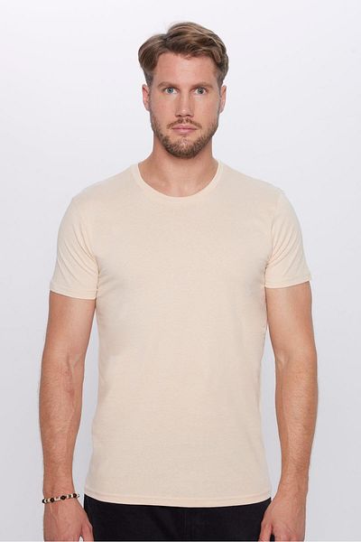 Tudors Μπλουζάκι Unisex Slim Fit Slim Fit 100% βαμβακερό μαλακό κρεμ χρώματος Crew λαιμόκοψη