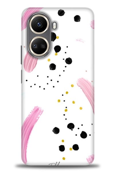 MRCİLETİSİM Realme C55 Case Hd Printed Case - Pink & Speckles + Full Screen P...