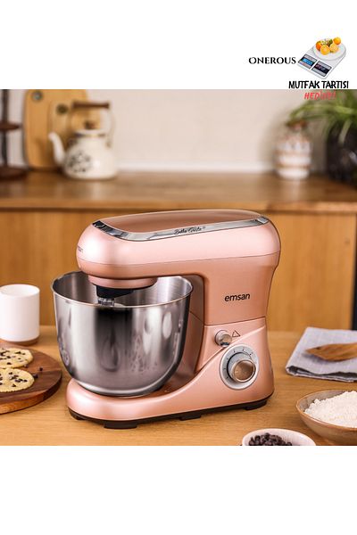 Emsan 5L Bella Stainless Bowl 6 Stage Speed Control 1300W Premium Stand Mixer