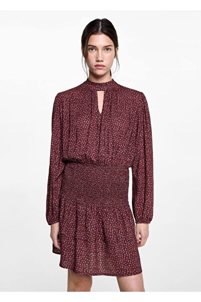 Mango Teen Desenli lurex elbise