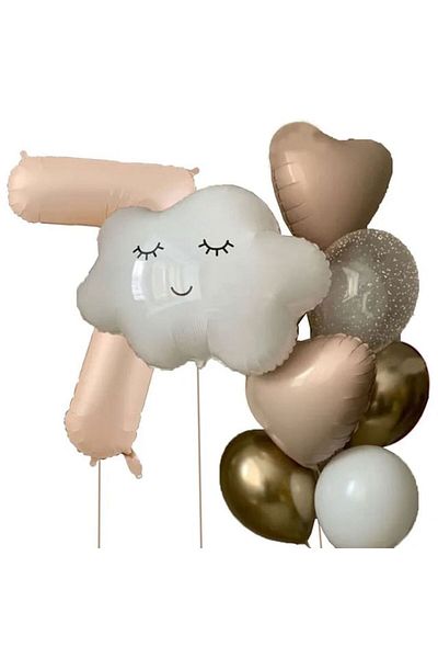 DÜVENCİ TİCARET Age Balloon Set with Cloud Foil