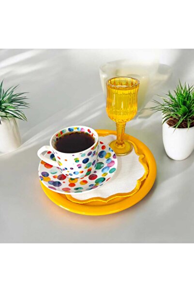 EceAksesuar صينية تقديم معدنية مفردة - تقديم ديكور للشاي والقهوة والمعجنات مق...