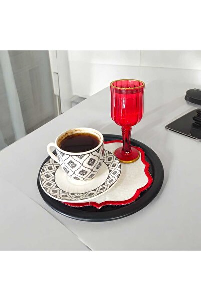 EceAksesuar صينية تقديم معدنية مفردة - تقديم ديكور للشاي والقهوة والمعجنات مق...