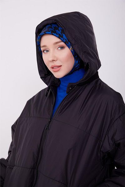 Armine Μαύρο παλτό με κουκούλα Oversize - Κινητό 23k7210
