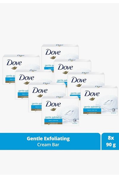 Dove Beauty Soap - Gentle Exfoliating Moisturizing Effect, 90g X 8 Pieces Beauty Cream Bar Solid