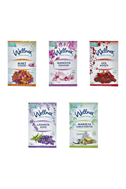 Wellnax Dolap Çekmece, Oda ve Araç Kokusu - Buket, Lavanta, Gül, Manolya, Marsilya  - 5 Adet