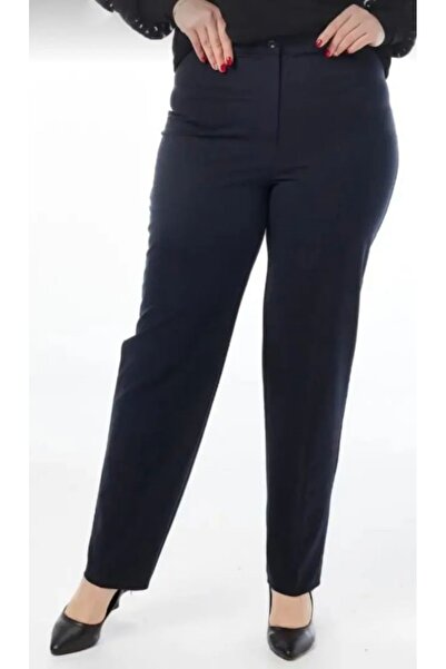 ZY BUTİK Pantaloni clasici din stofă cu talie elastică, albastru bleumarin