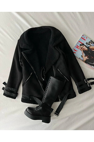 Foot sneakerss New Season Γυναικείο παλτό Zr Δερμάτινο Suede με Λεπτομέρεια Ζώνης