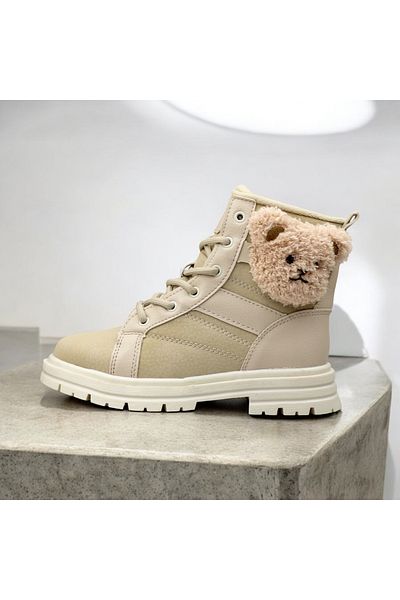 JOJO KIDS κοριτσίστικες μπότες αρκουδάκι, μπότες με φερμουάρ, κορδόνια, σόλα με σφήνα