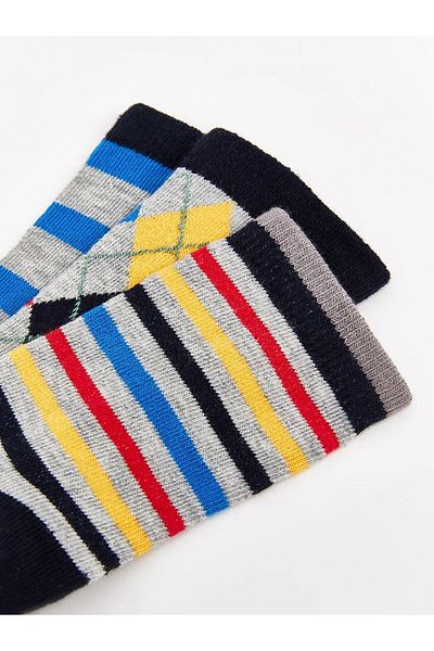 LC Waikiki Lcw Eco Light Gray Melange Patterned Boys' Socks 3-Piece